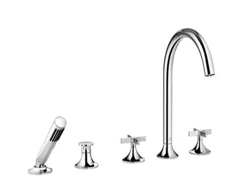 VAIA Five-hole bath mixer for deck mounting with diverter - Brushed Champagne (22kt Gold) - 27 522 809-46 0050
