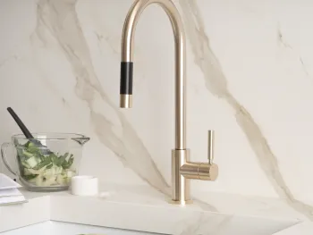 The TARA Kitchen Architecture Dornbracht   Dornbracht Tara Ultra Design Series Pulldown Inspiration Kitchen Kitchen Faucet Brushed Champagne.webp