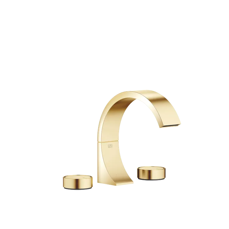 CYO Mélangeur lavabo à 3 trous avec garniture d'écoulement - Laiton / Laiton brossé (Or 23cts) - Set contenant 2 articles