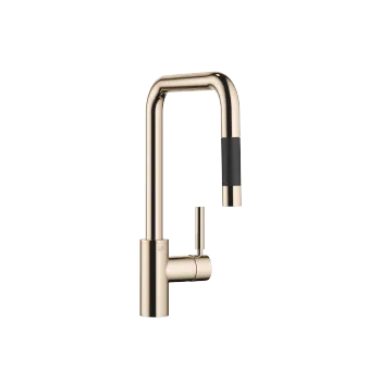 META SQUARE Single-lever mixer Pull-down with spray function - Champagne (22kt Gold) - 33 870 861-47