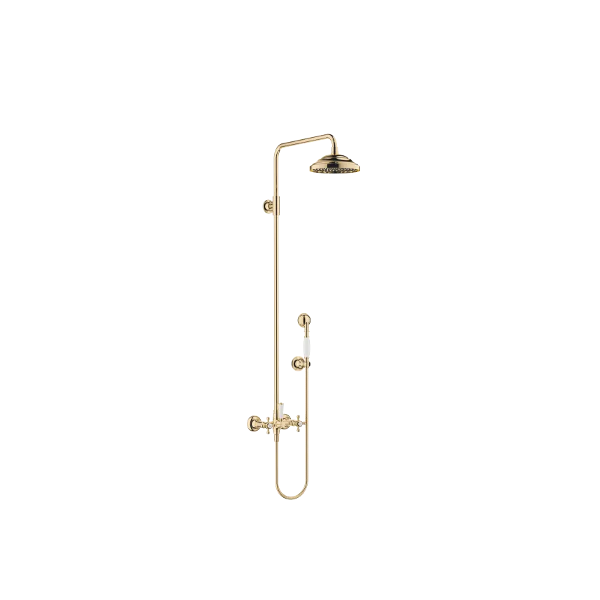 Lopus Thermostat-Duschset In Gebürstetem Gold – Mit 10-Zoll Regenbrause & Handbrause, Wandmontiert