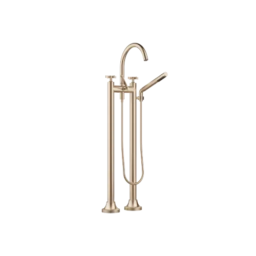 VAIA Two-hole bath mixer for free-standing assembly with hand shower set - Brushed Champagne (22kt Gold) - 25 943 809-46