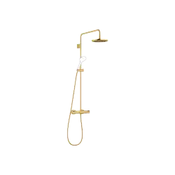 Showerpipe with shower thermostat without hand shower FlowReduce 220 mm - Brushed Durabrass (23kt Gold) - 34 464 979-28 0010