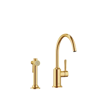 VAIA Single-lever mixer with rinsing spray set - Brushed Durabrass (23kt Gold) - Set containing 2 articles