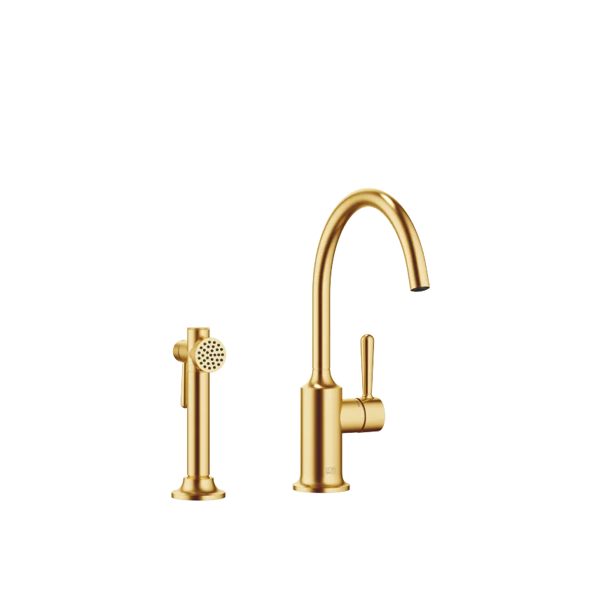 VAIA Single-lever mixer with side spray set - Brushed Durabrass (23kt Gold) - Set containing 2 articles