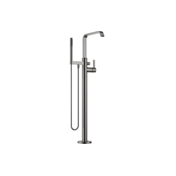 IMO Single-lever bath mixer with stand pipe for free-standing assembly with hand shower set - Brushed Dark Platinum - 25 863 671-99