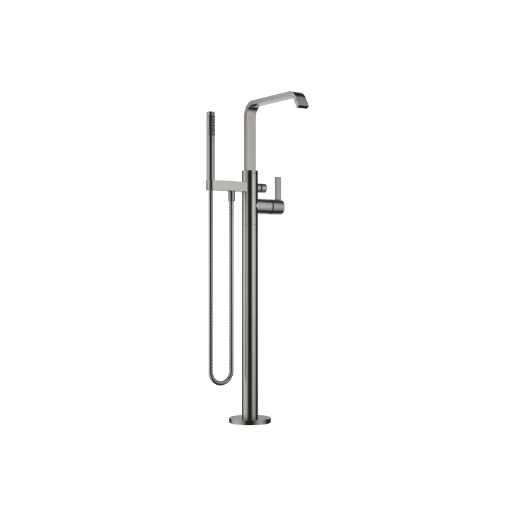 IMO Single-lever bath mixer with stand pipe for free-standing assembly with hand shower set - Brushed Dark Platinum - 25 863 671-99