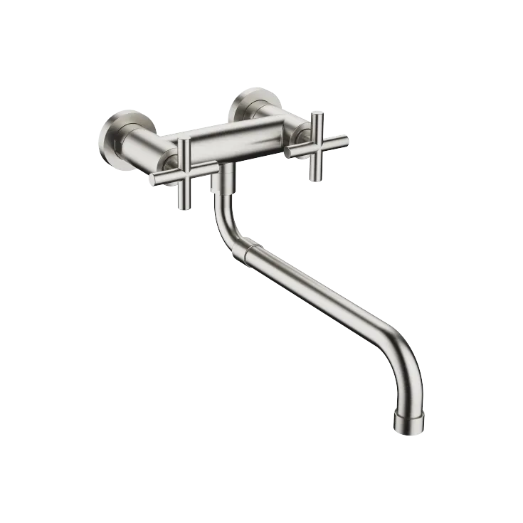 TARA Wand-Brückenbatterie mit herausziehbarem Auslauf - Platin gebürstet - 31 151 892-06