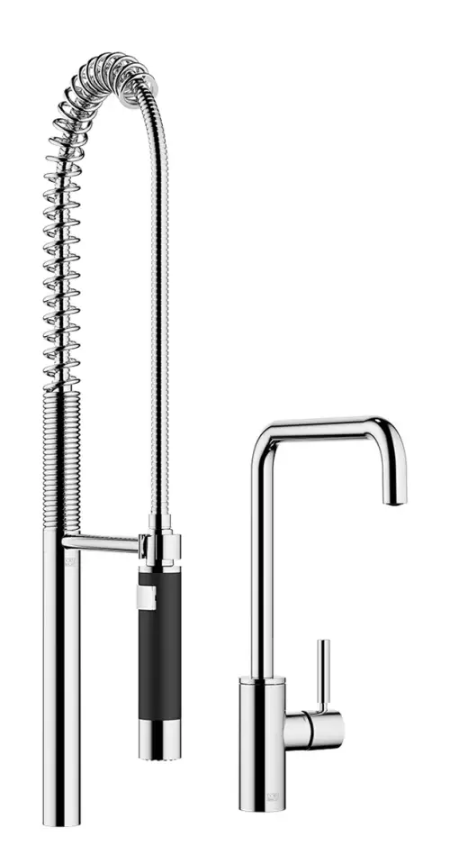 META SQUARE Single-lever mixer with Profi spray set - Brushed Dark Platinum - Set containing 2 articles