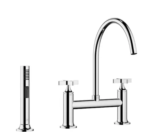 VAIA Two-hole bridge mixer with side spray set - Brushed Dark Bronze (PVD) - Set containing 1 articles