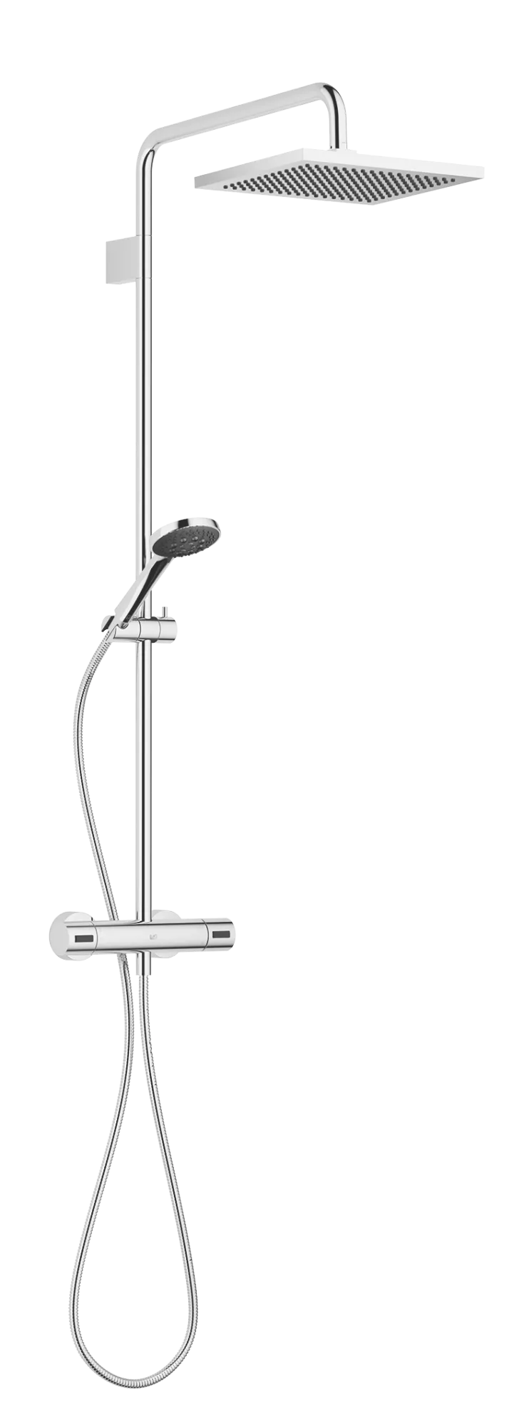 SYMETRICS Showerpipe with shower thermostat - Brushed Dark Brass - Set containing 1 articles