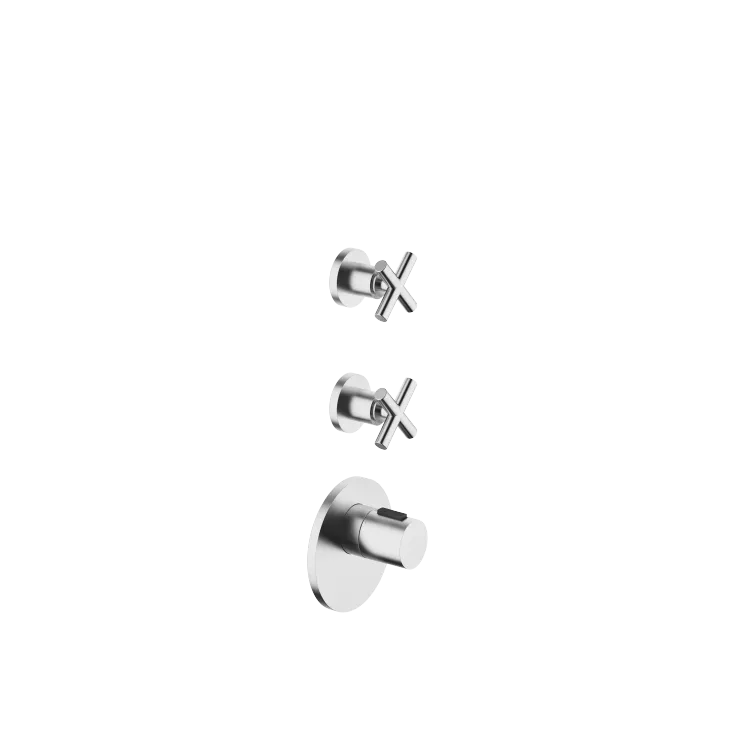 TARA xTOOL Thermostat module with 2 valves - Brushed Chrome - Set containing 3 articles