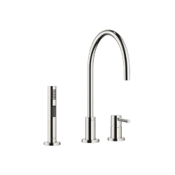 TARA Two-hole mixer with individual rosettes with rinsing spray set - Platinum - Set containing 2 articles