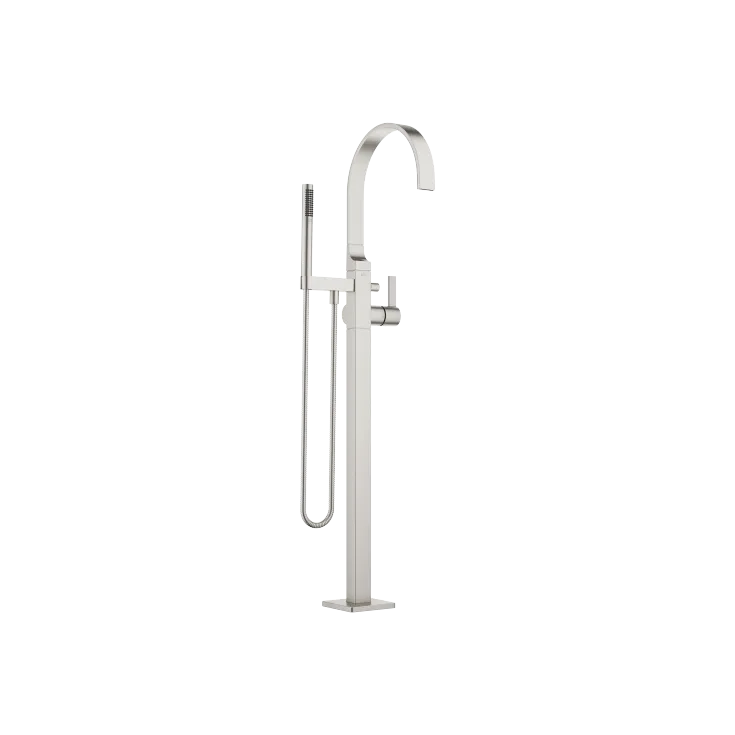 MEM Single-lever bath mixer with stand pipe for free-standing assembly with hand shower set - Brushed Platinum - 25 863 782-06