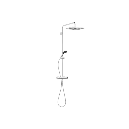 SYMETRICS Exposed shower set with shower thermostat 11-3/4" x 9-1/2" - Chrome - Set containing 2 articles