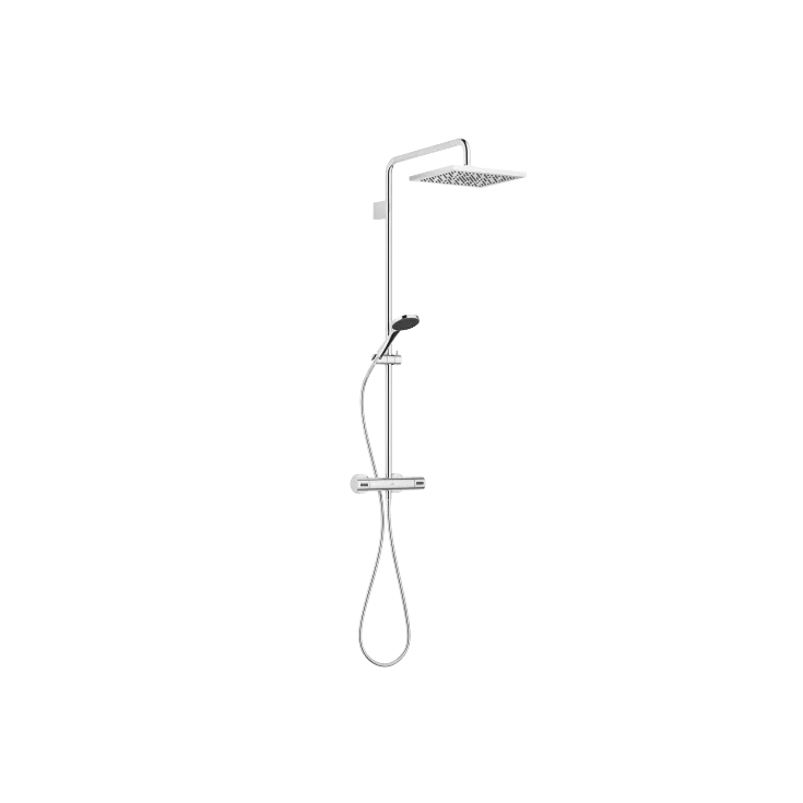 SYMETRICS Showerpipe with shower thermostat - Chrome - Set containing 2 articles
