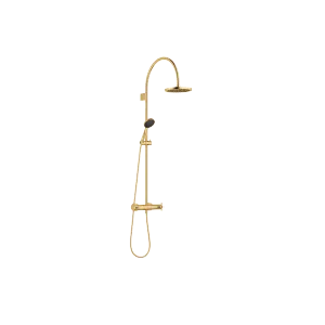 VAIA Showerpipe mit Brausethermostat - Messing gebürstet (23kt Gold) - Set aus 2 Artikeln