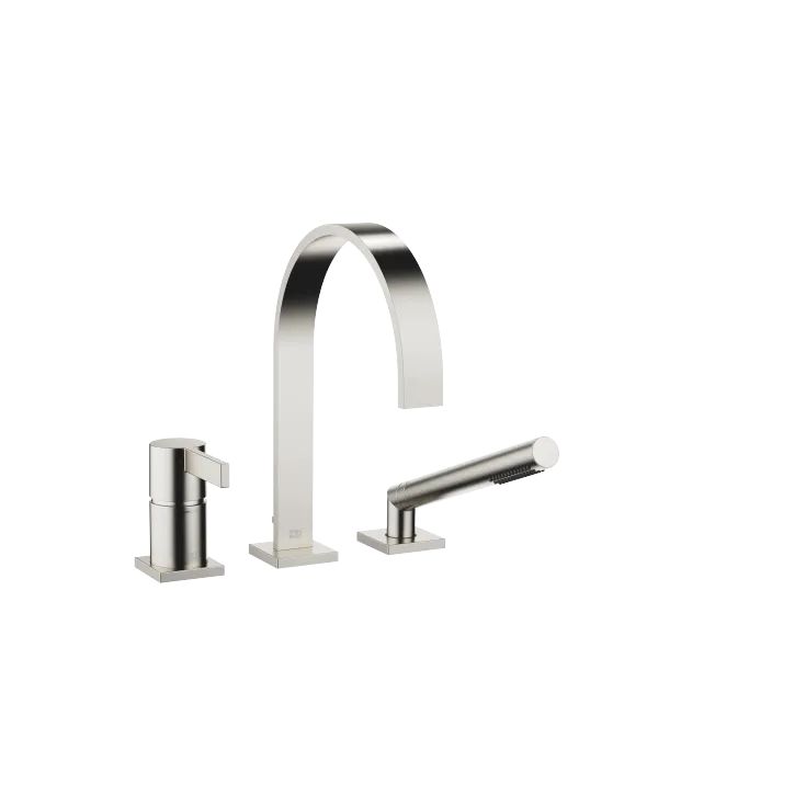 MEM Batería monomando de tres orificios para bañera para borde de bañera - Platino cepillado - 27 412 782-06