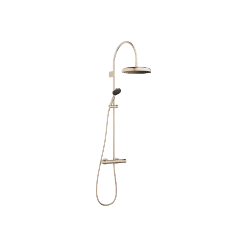 COYA Application Showerpipe avec thermostat de douche 300 mm - Champagne brossé (Or 22cts) - Set contenant 2 articles