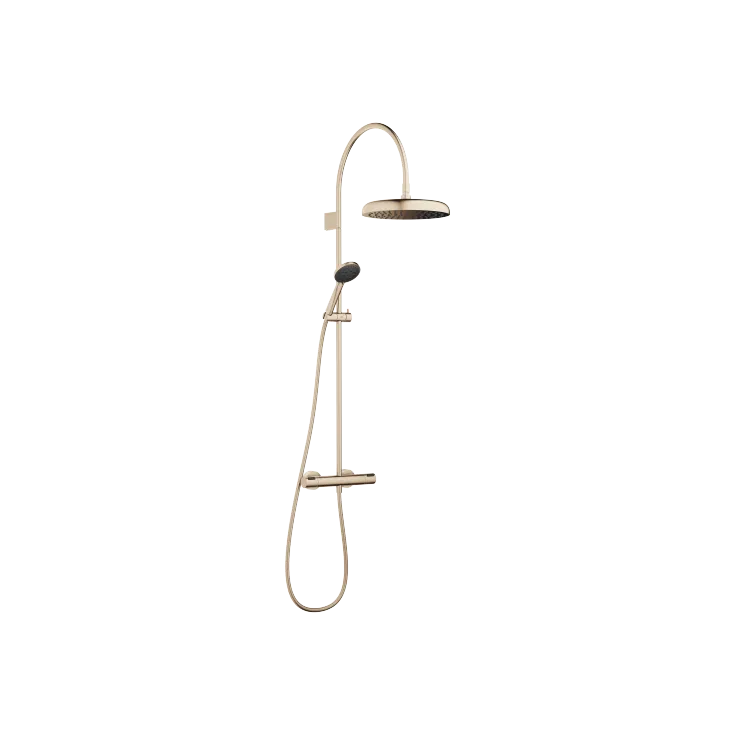 COYA Showerpipe application with shower thermostat 11-3/4" - Brushed Champagne (22kt Gold) - Set containing 2 articles