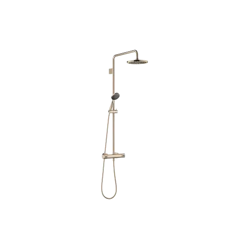Exposed shower set with shower thermostat - Champagne (22kt Gold) - Set containing 2 articles
