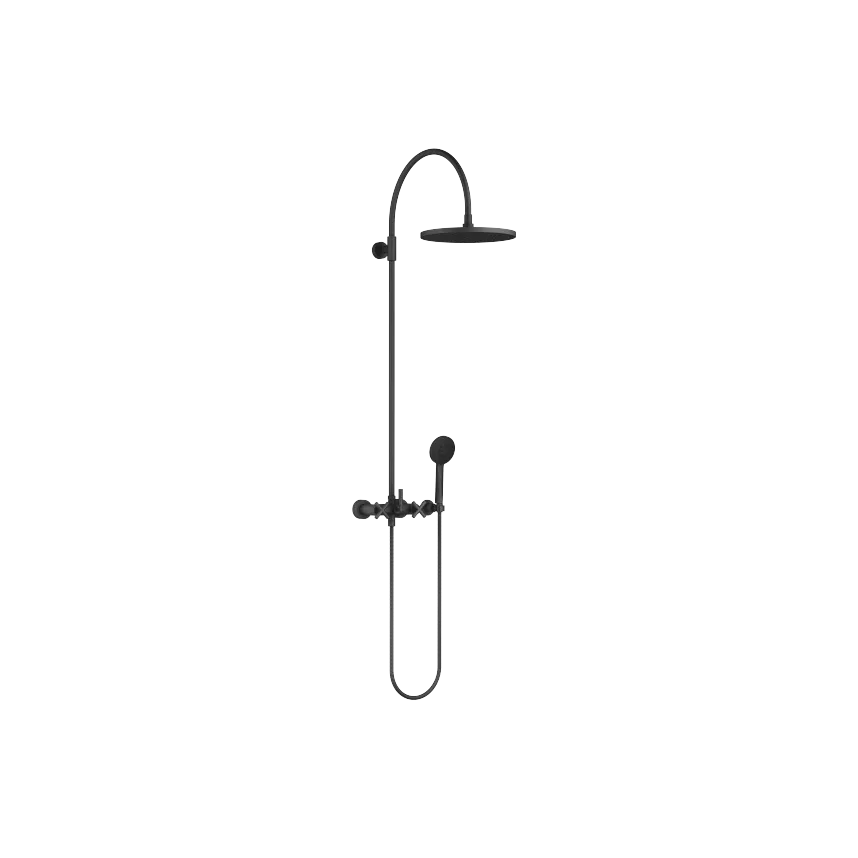 TARA Schwarz matt Duscharmaturen Shower Pipe mit Brausebatterie 300 mm