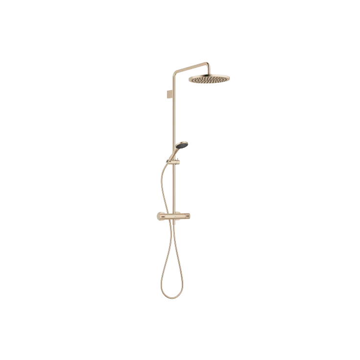 Showerpipe with shower thermostat - Brushed Light Gold - Set containing 2 articles