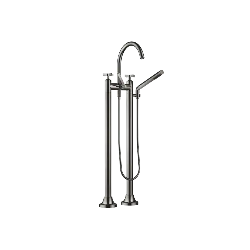 VAIA Two-hole bath mixer for free-standing assembly with hand shower set - Dark Chrome - 25 943 809-19