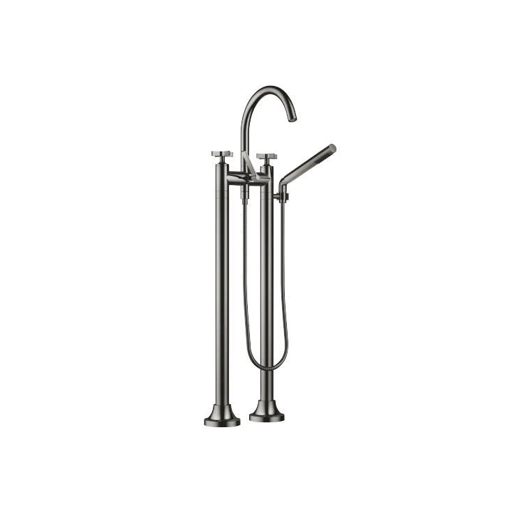 VAIA Two-hole bath mixer for free-standing assembly with hand shower set - Dark Chrome - 25 943 809-19
