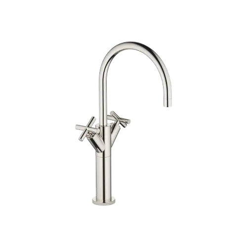 TARA Single-hole basin mixer with raised base without pop-up waste - Platinum - 22 533 892-08