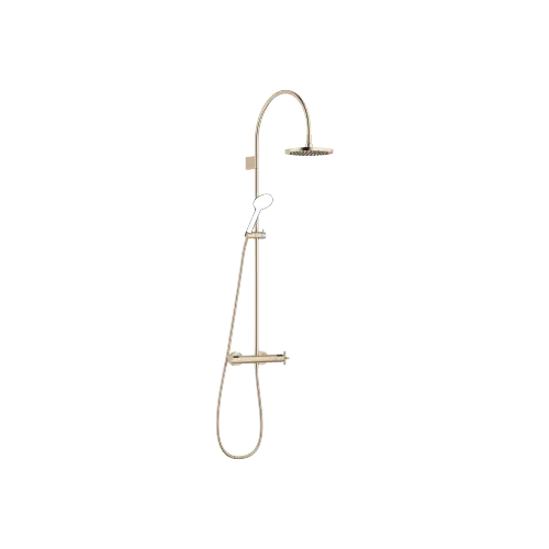 TARA Showerpipe with shower thermostat without hand shower FlowReduce 220 mm - Brushed Light Gold (PVD) - 34 463 892-27 0050
