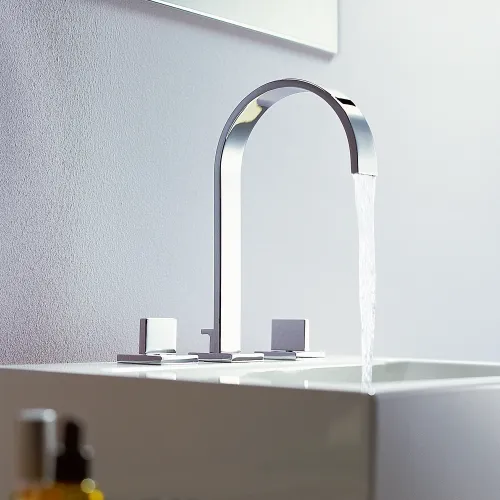 MEM Mélangeur lavabo à 3 trous avec garniture d'écoulement - Platine brossé - 20 713 782-06