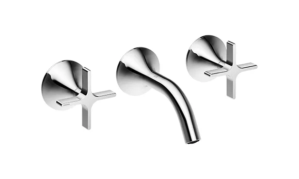 VAIA Wall-mounted three-hole lavatory mixer without drain - Brushed Dark Bronze (PVD) - 36 702 809-43 0010