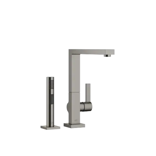 LOT Single-lever mixer with rinsing spray set - Brushed Dark Platinum - Set containing 2 articles