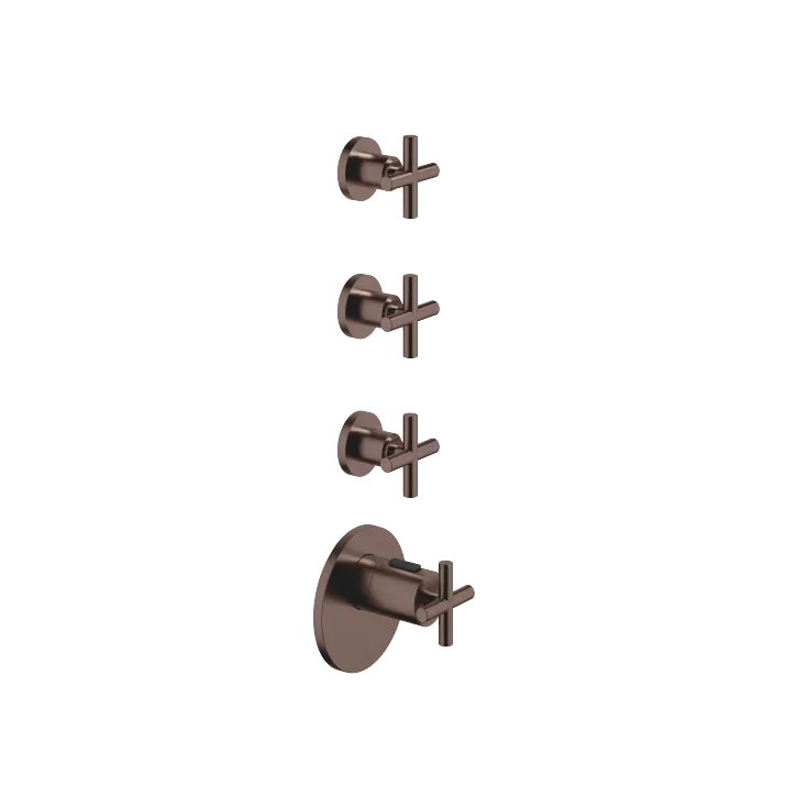 TARA xTOOL Thermostat module with 3 valves - Brushed Dark Bronze (PVD) - Set containing 4 articles