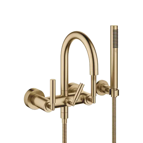 TARA Gruppo vasca per montaggio a muro con doccetta e flessibile - Dark Brass spazzolato (PVD) - 25 133 882-39