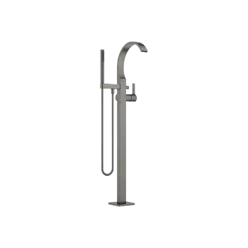 CYO Brushed Dark Platinum : Single-lever bath mixer with stand pipe for free-standing assembly with hand shower set