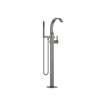 CYO Brushed Dark Platinum Bath faucets: Single-lever bath mixer with stand pipe for free-standing assembly with hand shower set