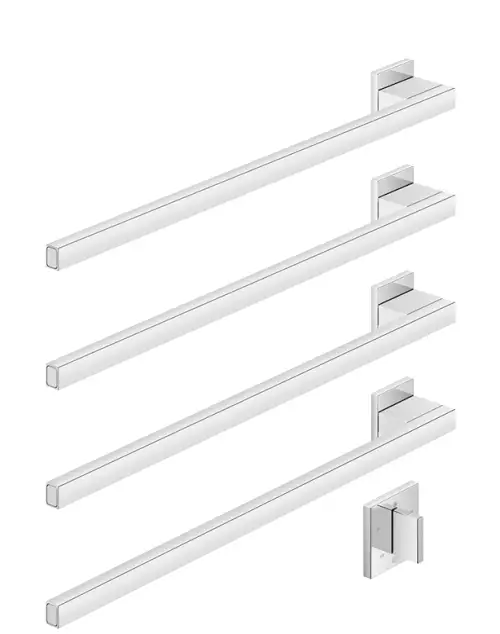 Towel warmer , 4-fold , projection left , with control element - Matte Black - Set containing 2 articles