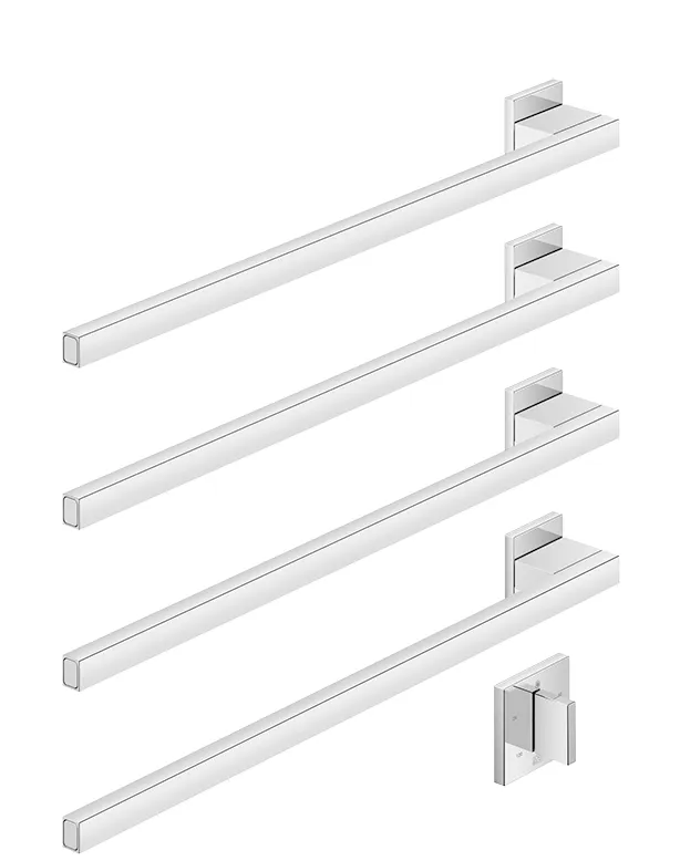 Towel warmer , 4-fold , projection left , with control element - Set containing 2 articles