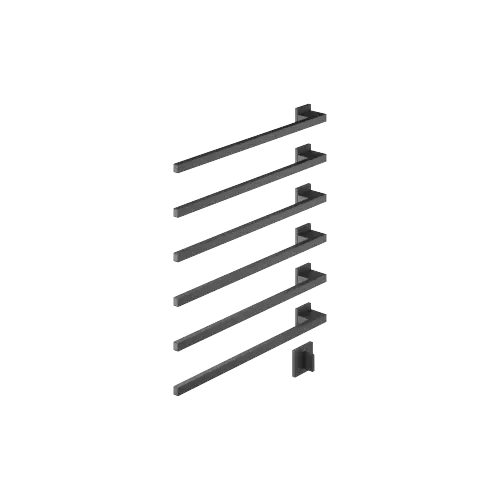 Towel warmer , 6-fold , projection left , with control element - Matte Black - Set containing 2 articles