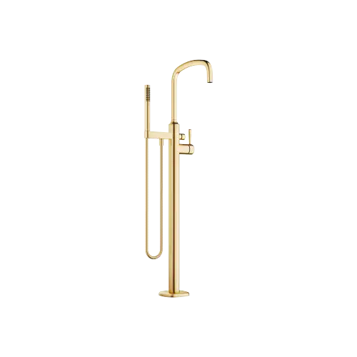 COYA Single-lever bath mixer with stand pipe for free-standing assembly with hand shower set - Brushed Durabrass (23kt Gold) - 25 863 404-28