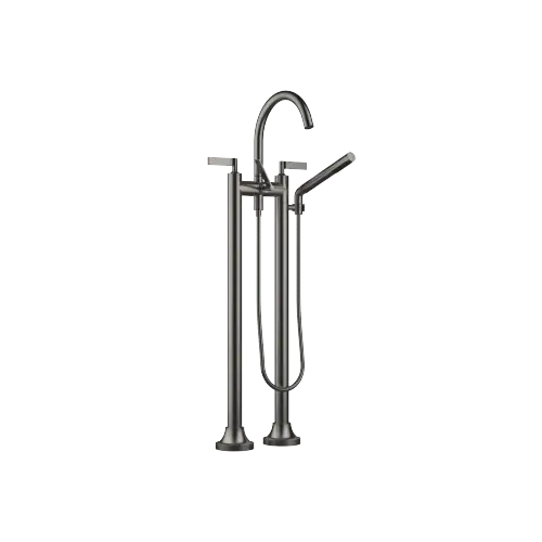 VAIA Two-hole bath mixer for free-standing assembly with hand shower set - Brushed Dark Platinum - 25 943 819-99 0050