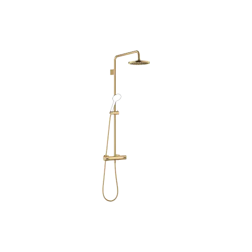 Showerpipe with shower thermostat without hand shower - Brushed Durabrass (23kt Gold) - 34 459 979-28 0050