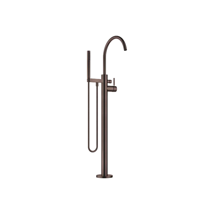 Single-lever bath mixer with stand pipe for free-standing assembly with hand shower set - Brushed Dark Bronze (PVD) - 25 863 661-43