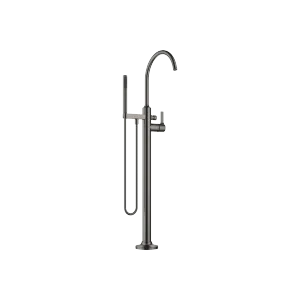 VAIA Single-lever bath mixer with stand pipe for free-standing assembly with hand shower set - Brushed Dark Platinum - 25 863 809-99