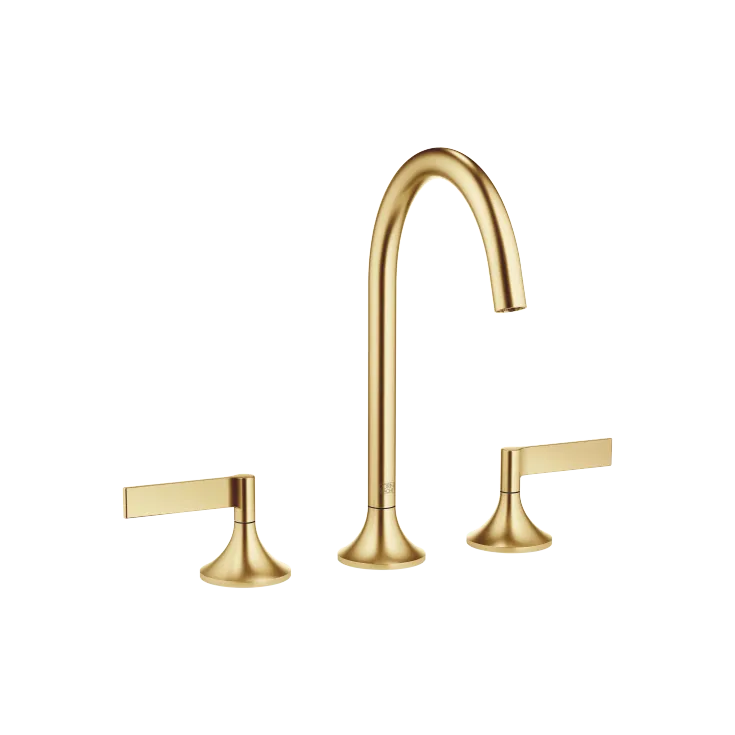 VAIA Three-hole basin mixer with pop-up waste - Brushed Durabrass (23kt Gold) - 20 713 819-28