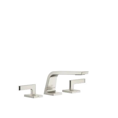 CL.1 Three-hole basin mixer without pop-up waste - Brushed Platinum - Set containing 3 articles