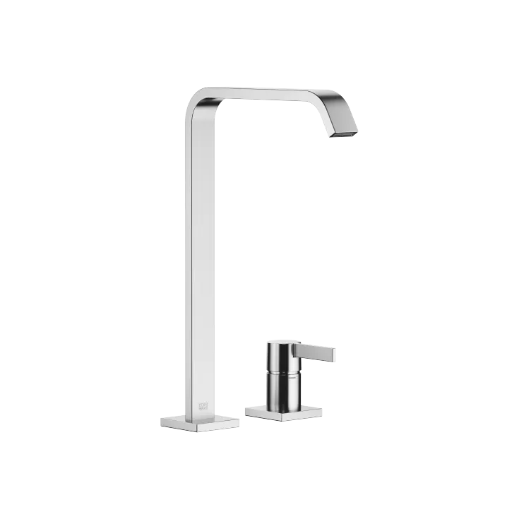 IMO Two-hole basin mixer with high spout without pop-up waste - Brushed Chrome - 29 218 671-93