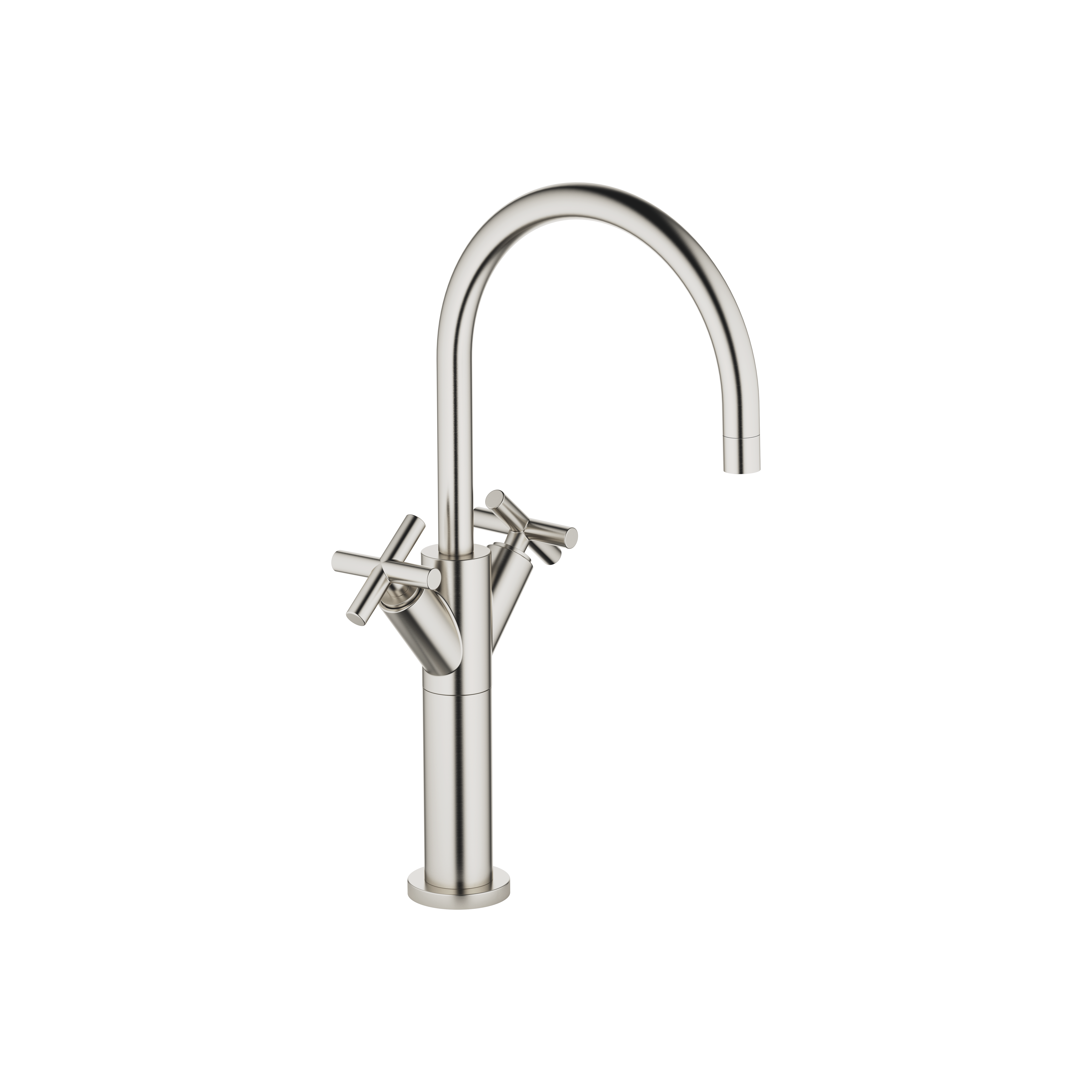 TARA Brushed Platinum : Single-hole basin mixer with raised base ...